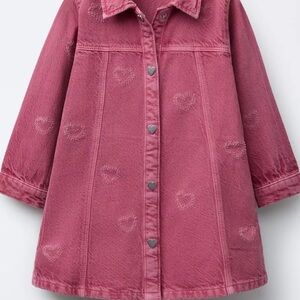 Zara | Heart Twill Dress in fuchsia | sz 18 mos